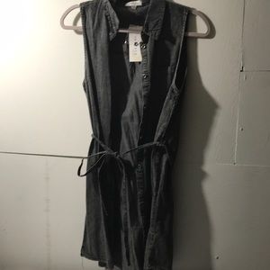 Acid wash black denim shirt
